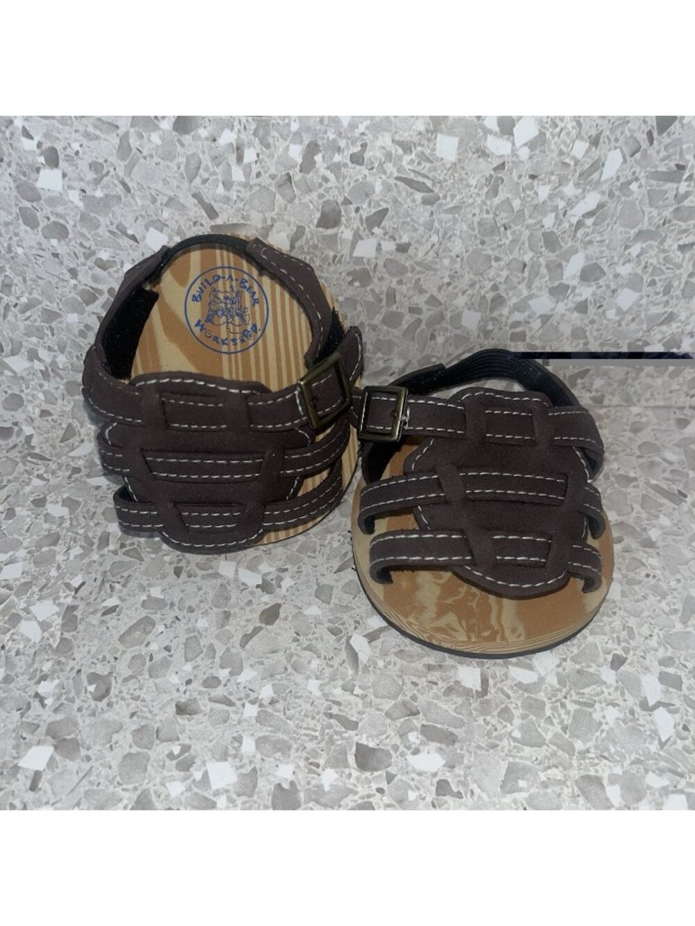 Build a Bear Workshop Brown Leather Style Sandals Toy Stuffed Animal Shoes